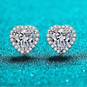 Moissanite Heart Earrings